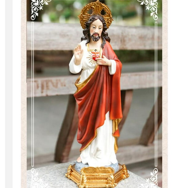 Saint Jésus Statue Figure Mains Levées Béni Cadeaux Religieux Résine  Artisanat Sculpture pour Table Ornementation Maison Collection Cadeau D'anniversaire  