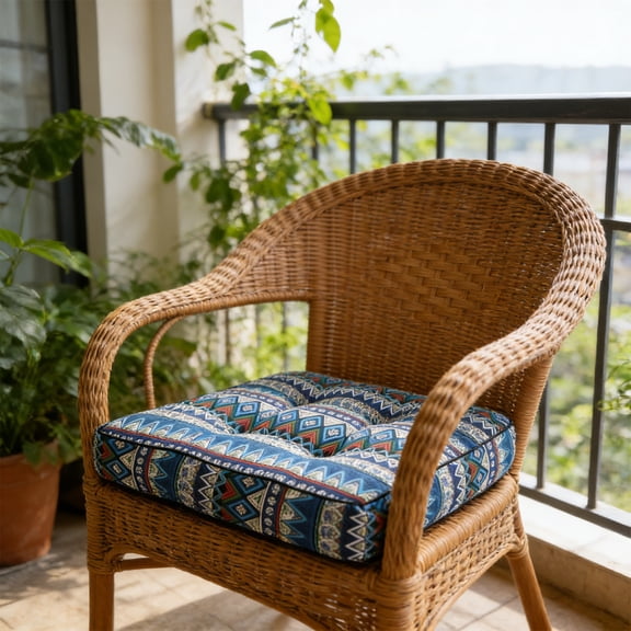 Taicans Bohemian Square Chair Cushion 16in Thick Tufted Seat Cushion Ethnic Print Floor Pillow Non-Slip Thickened Chair Pad for Home Decor Living Room Patio office