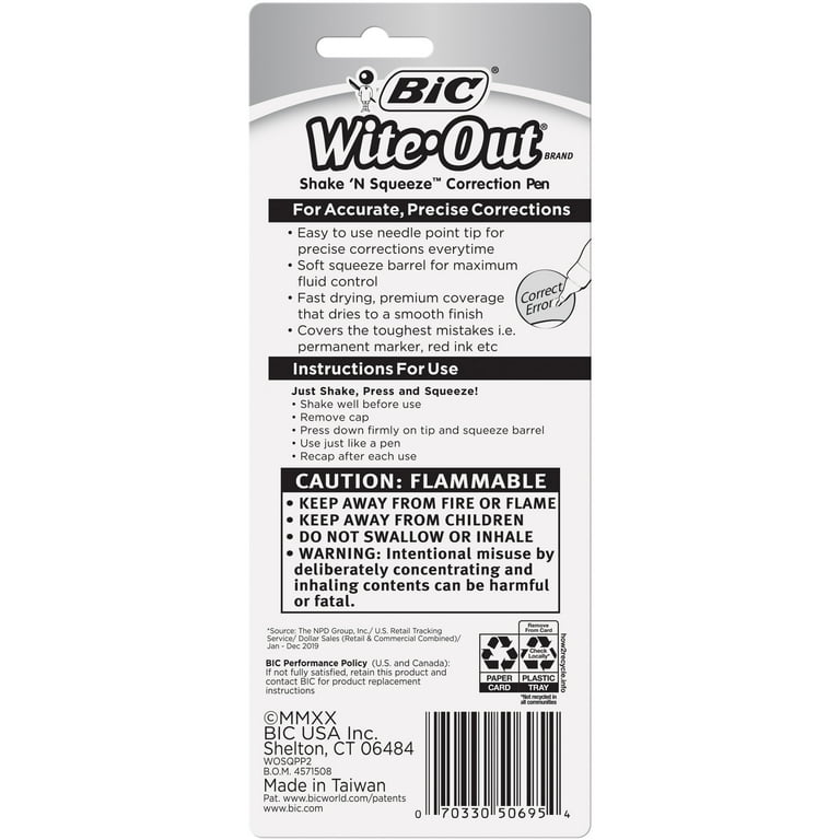 Wite Out Shake N Squeeze Correction Pen Pen Applicator 8 mL White Fast  drying 12 Box - Office Depot