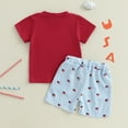 thumbnail image 5 of Sopiago Baby Boy 4th Of July Outfits Toddler Independence Day Short Sleeve T-shirt Solid Shorts Set Summer Clothes for Toddler Boys Red,2-3 Years, 5 of 7