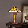 thumbnail image 2 of RADIANCE Goods Tiffany-Style Mission 3 Light Double Lit Wooden Table Lamp 15" Shade, 2 of 3