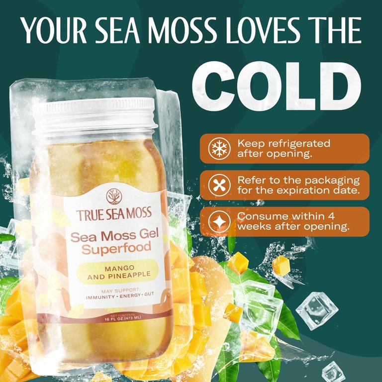 TrueSeaMoss Wildcrafted Irish Sea Moss Gel Superfood - Mango