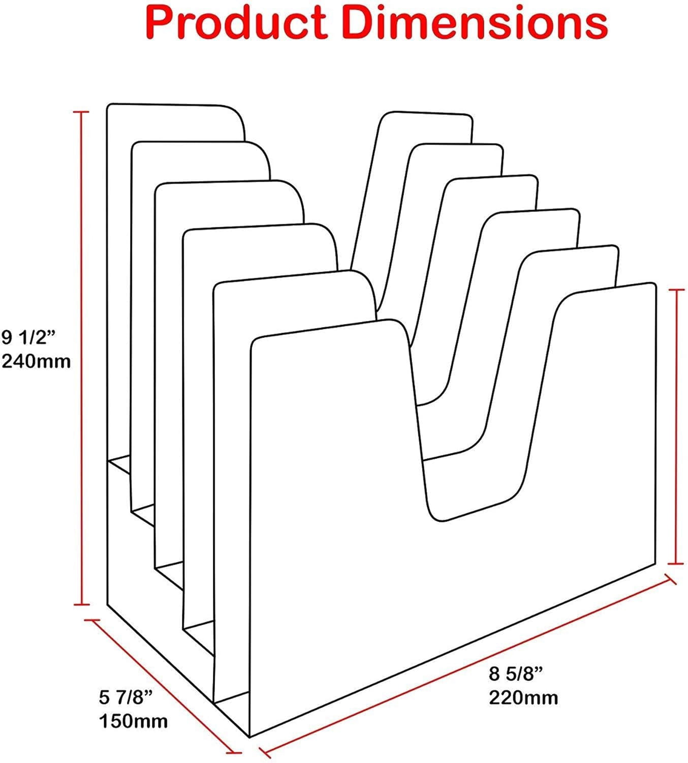 Acrimet 5 Section Incline File Sorter Organizer, Mail, Folder, Letter Desk Organizer, Rack for Office Organization Desktop (Plastic) (Silver Color)