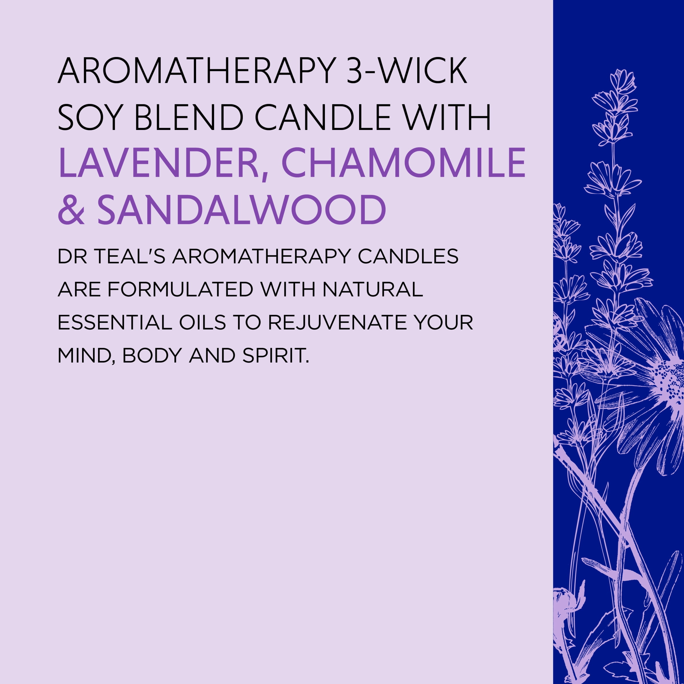 Dr Teal's Aromatherapy Sleep Wellness Candle with Lavender, Chamomile, & Sandalwood, 14.4oz