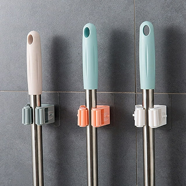 Boyijia Support de Vadrouille Autocollant Réutilisable Sans Perçage, Mural, Support de Rangement pour Balais, Sans Perçage, Cintre de Vadrouille pour Salle de Bain