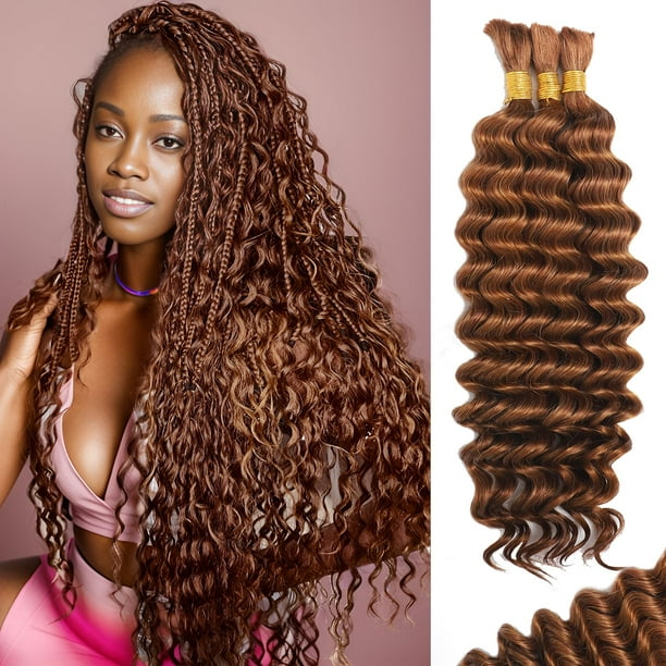 Trenzas de cabello humano MOTFIN Boho, 110 g, 60 cm, rizado, 3 paquetes
