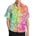 thumbnail image 5 of Camisas de verano para hombre, blusas con estampado de mariposas en 3D, camisas informales de manga corta de gran tamaño para playa, camisas holgadas con botones para hombre, 5 of 5