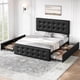 thumbnail image 2 of Qinaqin Queen Size Cama Frame con 4 Almacenamiento Cajones y cm de Alturaeadboard Cuero Sintético Upholstered Platform Profundidad Madera Slats Support Button Tufted de, 2 of 7