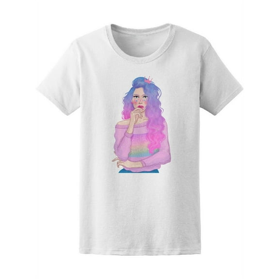 Rainbow Sweater Bright Hair Women T-Shirt - Image by Shutterstock, Female Medium