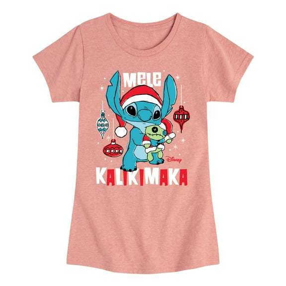 Lilo & Stitch - Mele Kalikimaka - Girls Fitted Short Sleeve Tee
