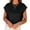 Black, variant on Womens Short Sleeve T-Shirts Round Neck Rolled Dolman Sleeve Tops Solid Casual Cropped Tees