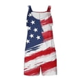 thumbnail image 3 of AherBiu Independence Day Linen Short Jumpsuits for Women Printed Sleeveless Suspenders Summer Rompers with Pockets, 3 of 5