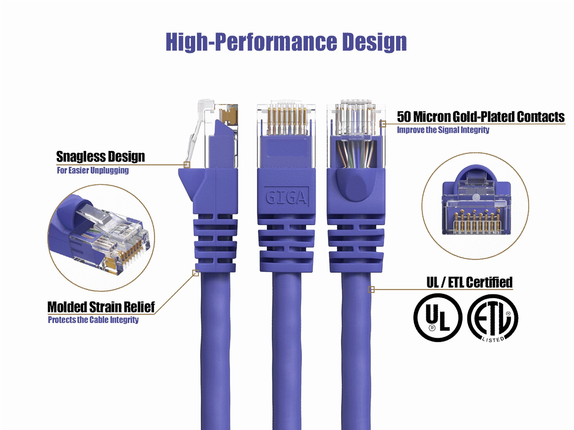 Cable Leader 50ft Cat6 UTP Ethernet Network Patch Cable Snagless 24AWG Bare Copper, Purple