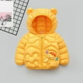 thumbnail image 3 of dmqupv Toddler Winter Coats for Girls 2t Toddler Boys Girls Winter Windproof Cartoon Monkey Prints Bear Ears Hooded Coat Yellow 12-18 Months, 3 of 4