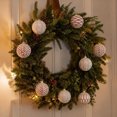thumbnail image 5 of Vintage Christmas Ball Ornaments Set of 12, 8 cm Painted Embossed Baubles, Shaped Xmas Hanging Decorations for Tree and Wreath - Pink and White, 5 of 6