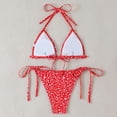 thumbnail image 4 of Women's 2 Piece Floral Tropical Print Bikini Set Boho Triangle Bathing Suit Tie Backless Swimsuit Sets (Red,S), 4 of 7