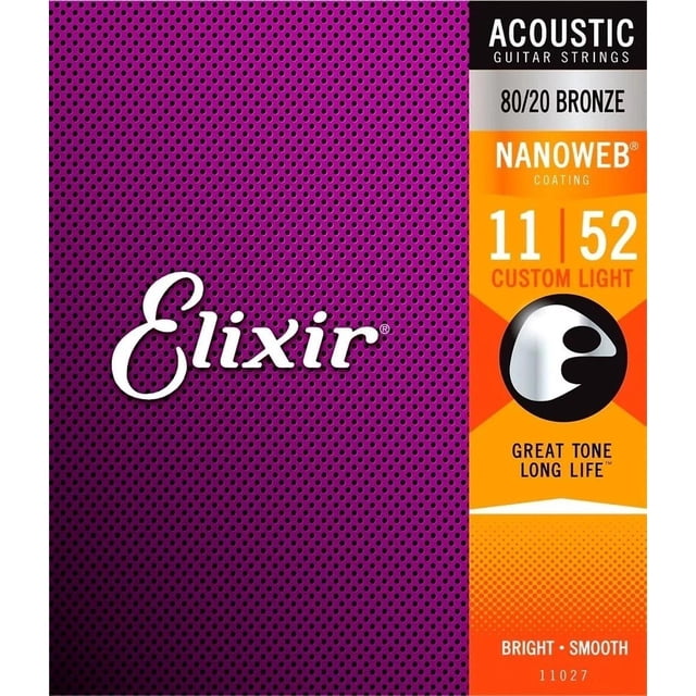 ELIXIR Set de Cuerdas para Guitarra Acústica Nanoweb 11-52 11027 ELIXIR