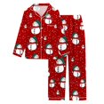 thumbnail image 4 of Pajamas for Women Set Christmas Snowman Pattern Cozy Long Sleeve Button Down Set Women Pjs Sets,A,M, 4 of 4