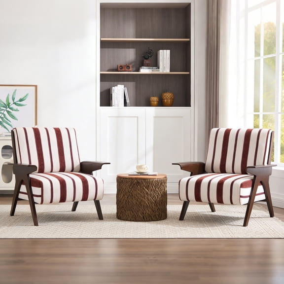 xxpepo Modern Fabric Accent Armchair, Widened Armrests, Solid Oak Legs, Foam Filled Reading Chair for Living Room Bedroom Office