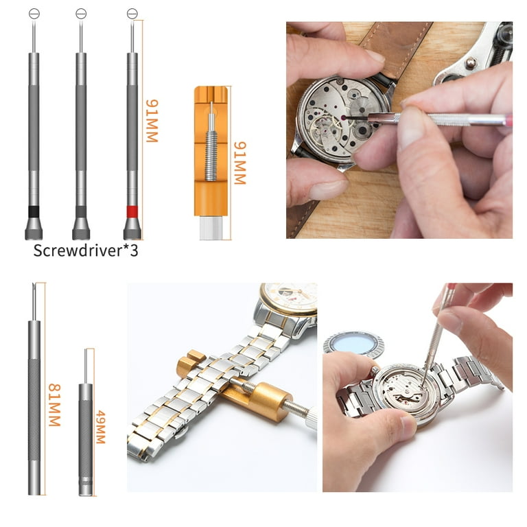 Kingsdun Watch Repair Kit Professional 168PCS Watch Battery Replacement Watchband Link Remover Spring Bar Tool Kit with Carrying Case Orange