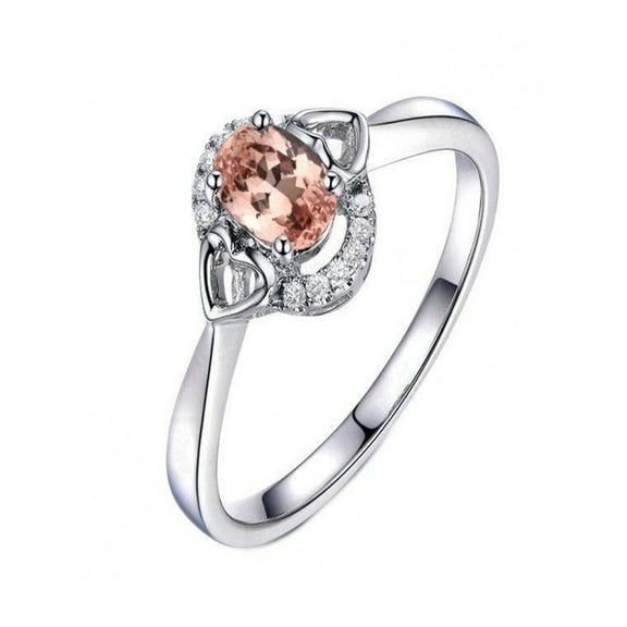 Affordable 1 Carat Morganite and Diamond Engagement Ring in 14k White Gold affordable morganite and diamond engagement ring