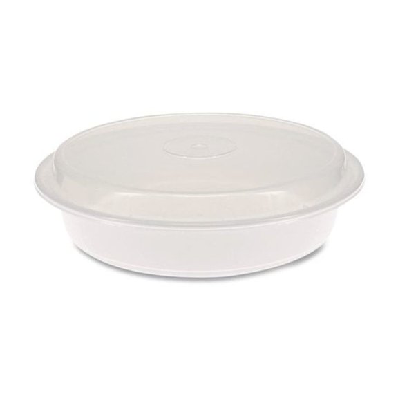 Pactiv Corporation Pactiv Evergreen VERSAtainers 48 oz. 9 x 9 x 2.38 White/Clear 150/Carton NC948