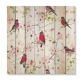 thumbnail image 3 of Designart 'Red Bullfinches Sitting On Magnolia Tree' Traditional Print on Natural Pine Wood, 3 of 5