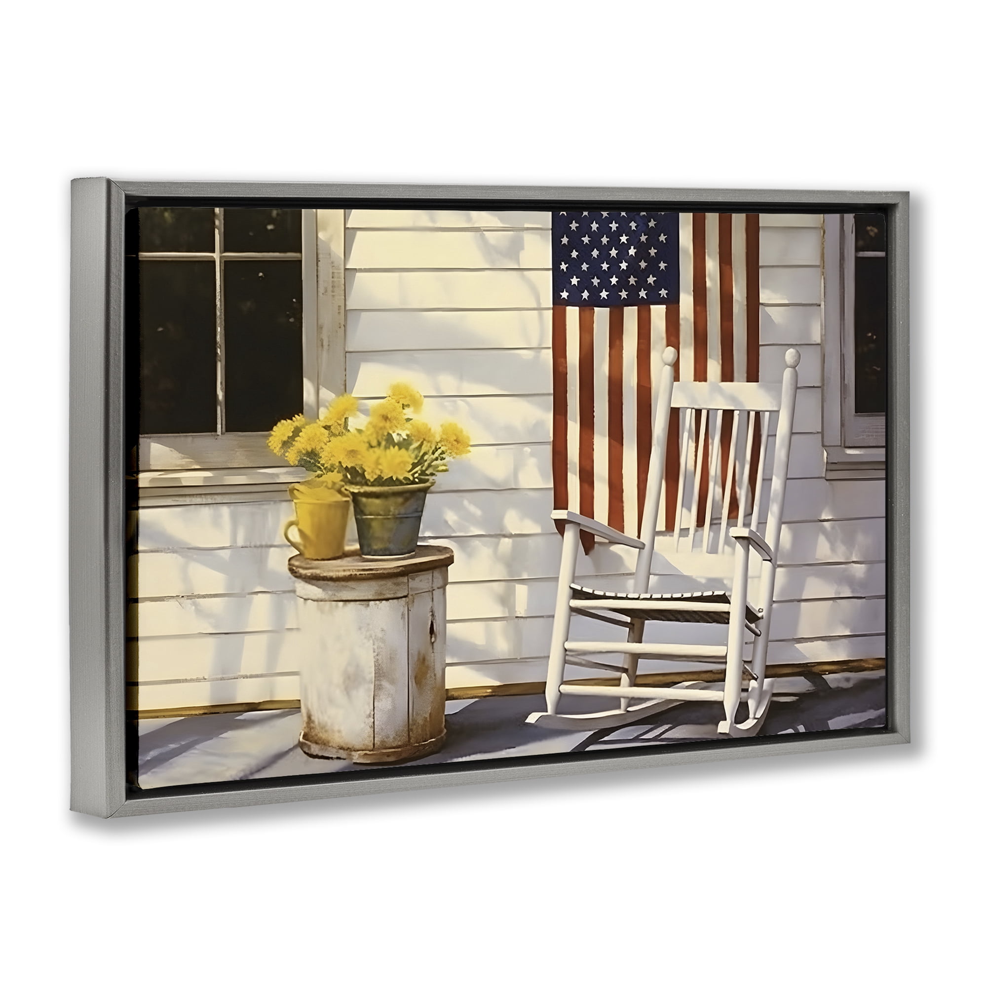 Stupell Industries Americana Deco Scene Travel & Places Painting Gray Floater Framed Canvas Art Print Wall Art, 25 x 17
