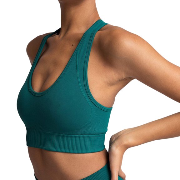 Sngxgn Sports Bra for Women Padded Medium Support Strappy Bras Seamless High Impact Yoga Exercise Bras(AG,L)