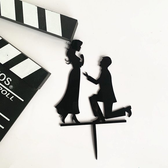 Wedding Proposal - Wedding Cake Topper (Down on One Knee Theme)
