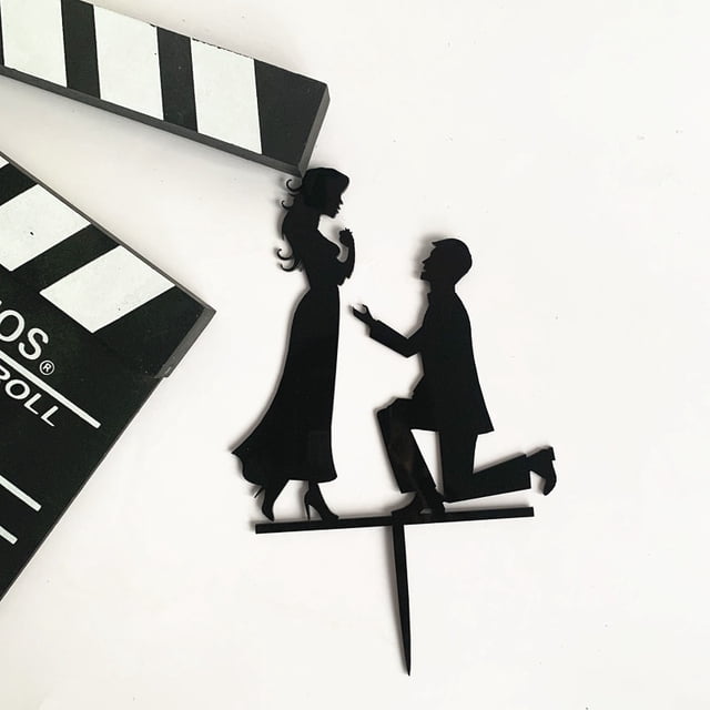 Wedding Proposal - Wedding Cake Topper (Down on One Knee Theme)