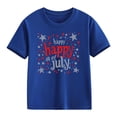 thumbnail image 6 of oelaio 4th of July Shirts Girls Boys Toddler American Flag Shirts Short Sleeve Crew Neck Patriotic Shirts Color Block Memorial Day Gifts Dark Blue 7-8 Years, 6 of 6