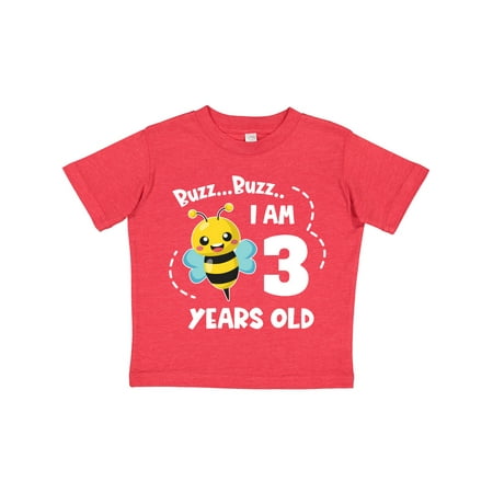 

Inktastic Buzz Buzz I Am 3 Years Old Cute Bee Gift Toddler Boy or Toddler Girl T-Shirt