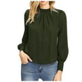 thumbnail image 1 of Hauts pour Femmes Manches Longues Col Montant Poitrine Plissée Paraque Hauts Chemise Blouse, 1 of 1