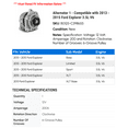 thumbnail image 2 of Alternator 1 - Compatible with 2013 - 2015 Ford Explorer 3.5L V6 2014, 2 of 2