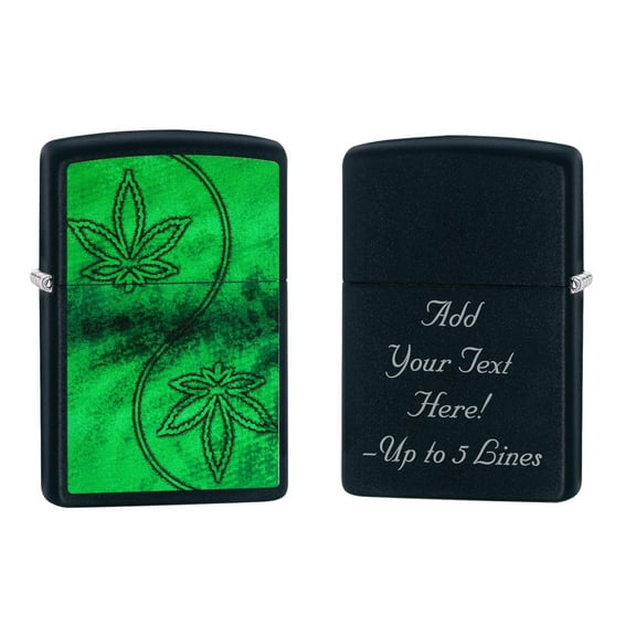 Zippo Lighter - Personalized Customize Message Engrave Neon Leaves Leaf #Z628