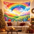 thumbnail image 3 of Rainbow Landscape with Soft Clouds and Bright Sky, Whimsical Fantasy Style for Rainbow Lovers, Colorful Wall Art, Housewarming Gift, Tapestry Wall Hanging for Bedroom and Playroom, 3 of 6