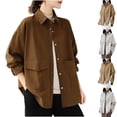 thumbnail image 5 of qucoqpe Womens Shirt Jackets Versatile Loose Casual Lapel Windbreaker Coat Long Sleeve Button-Down Shirt Blouse Tops, 5 of 5