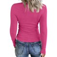 thumbnail image 7 of Qwertyu Women's Long Sleeve Shirts Stretch Square Neck Ribbed Slim Fitted Casual Basic Tops Tee Hot Pink XL, 7 of 7