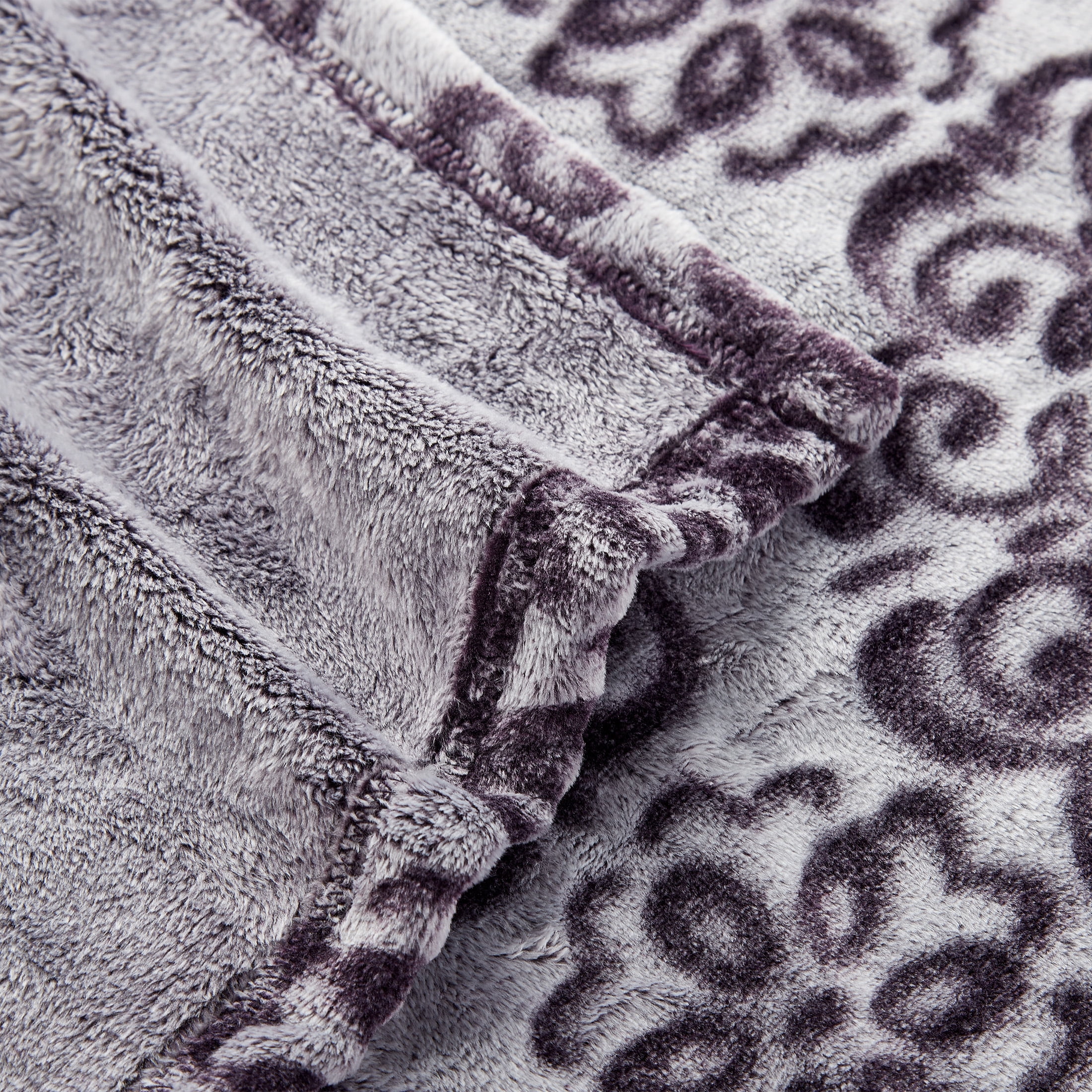 SoftLux Frosted Purple Texture Medallion Velvet Plush Fleece Throw Blanket, 50" x 60", Adults and Teens