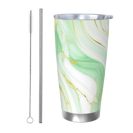 

Coaee Green And Gold Abstract Marble for 20oz Insulated Kettle Water Bottle For Running Hiking Cycling Climbing Men S Woman Insulated Water Bottle-Straw Two-piece Set