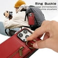 thumbnail image 4 of Crossbody Wallet Case for iPhone 11 with Lanyard Strap Card Slot Holder RFID Blocking 360° Ring Kickstand,Magnetic Flip Folio Zipper Purse Case, PU Leather Cover Handbag,Red, 4 of 10