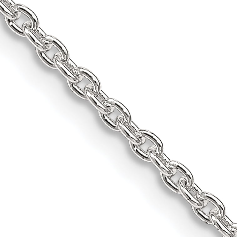 Solid 925 Sterling Silver 2.25mm Oval cable Chain Necklace - with Secure Lobster Lock Clasp 16