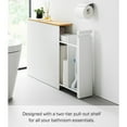 thumbnail image 3 of Yamazaki Home Pull-Out Bathroom Storage Cabinet, White, Steel + Wood,  Holds up to 12 rolls of toilet paper and a toilet brush, No Assembly, 3 of 7