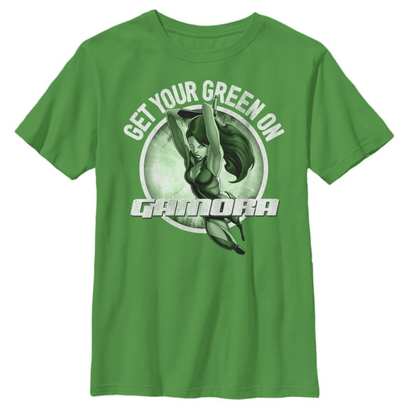 Boy's Marvel Gamora St. Patrick's Day Get Your Green On  Graphic Tee Kelly Green X Large