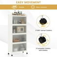 thumbnail image 5 of 5-Tier Kitchen Storage Cabinet | Mobile Microwave Stand with Metal Frame | 4 Lockable Casters & Flip-up PC Doors | Freestanding Bakers Rack for Kitchen, Dining & Living Room, 5 of 9