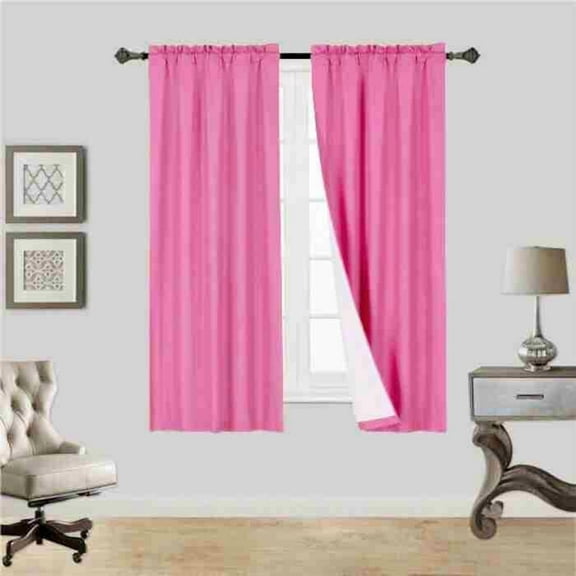 1 Hot Pink Single Panel Solid Foam Lined Blackout Window Curtain Panel Treatment Drape Rod Pocket Size 63" Long R64