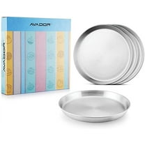 AVADOR Toddler Set of 4 Deep Round Plates 18/8 Stainless Steel Products for Kids Dining | Camping | Outdoor BPA Free Dishwasher Safe