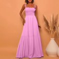 thumbnail image 4 of DHFJKG Women's Summer Dress Smocked Cami Spaghetti Strap A Line Maxi Dress Fashion Beach Vacation Clothes Cozy Dresses, 4 of 6