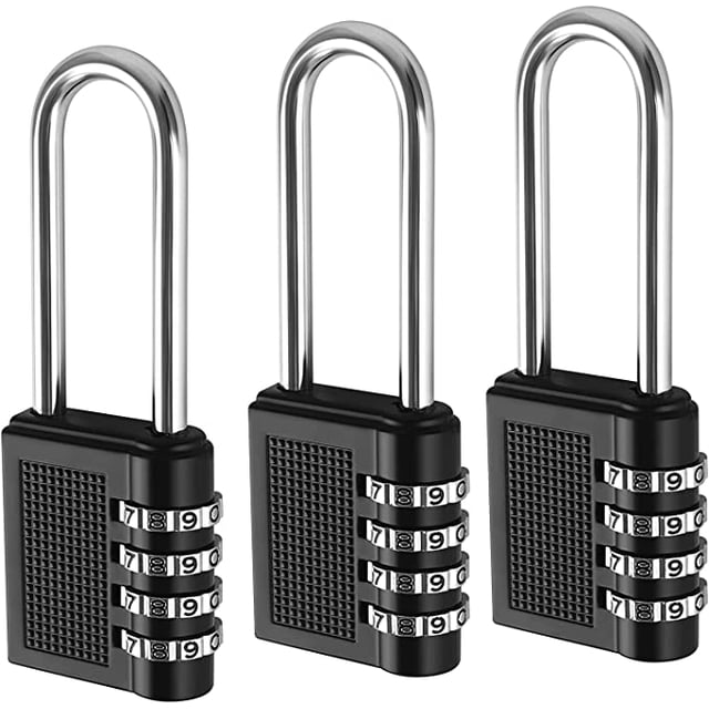 Candado de combinación de 3 x 4 dígitos para armarios y cajones de maletas, candado de combinación de 4 dígitos y candado de combinación numérica (negro) Sailing Electrónica